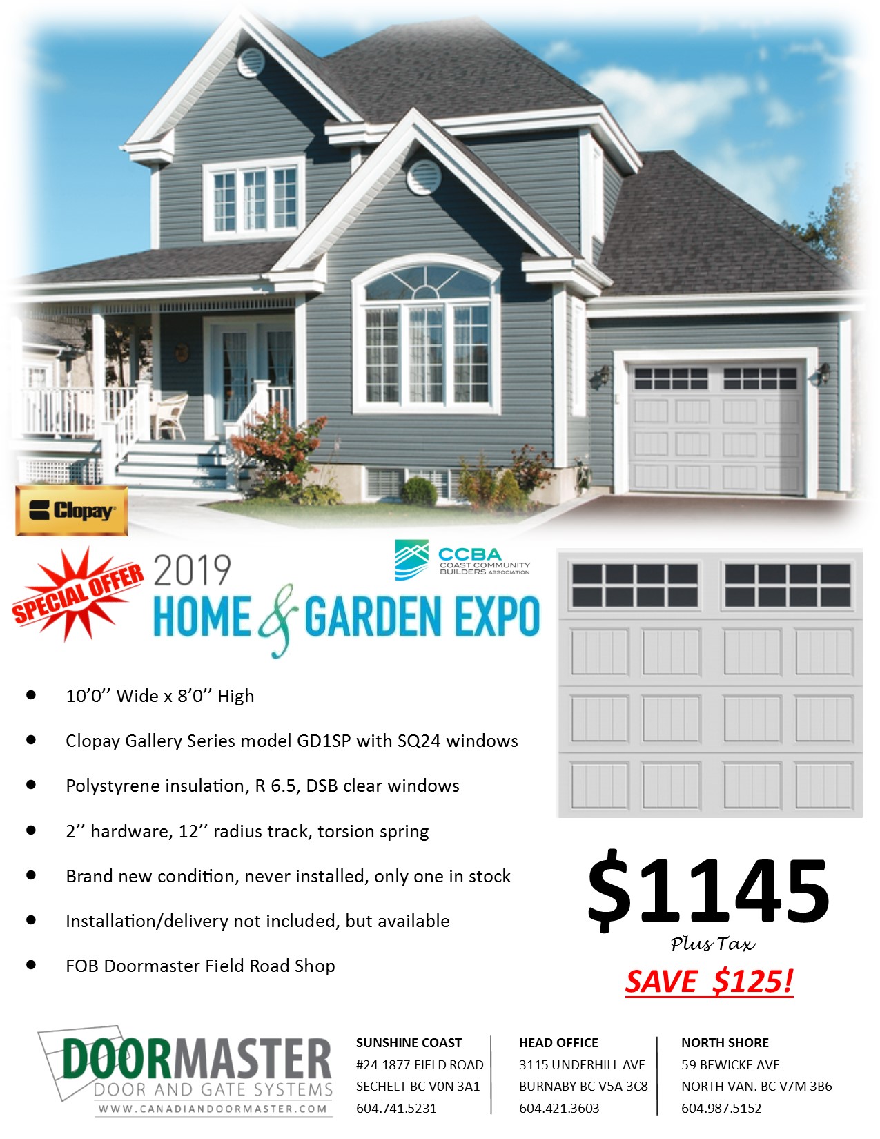 Garage Door Sale Sunshine Coast Canadian Doormaster