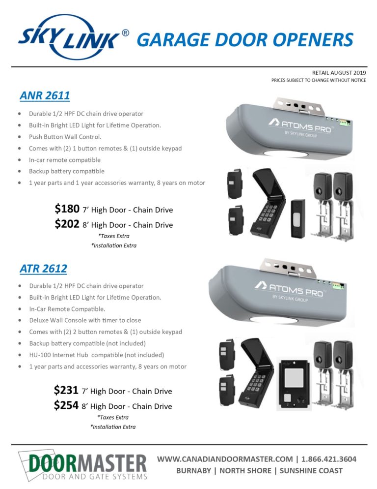 Garage Door And Equipment Sales Canadian Doormaster