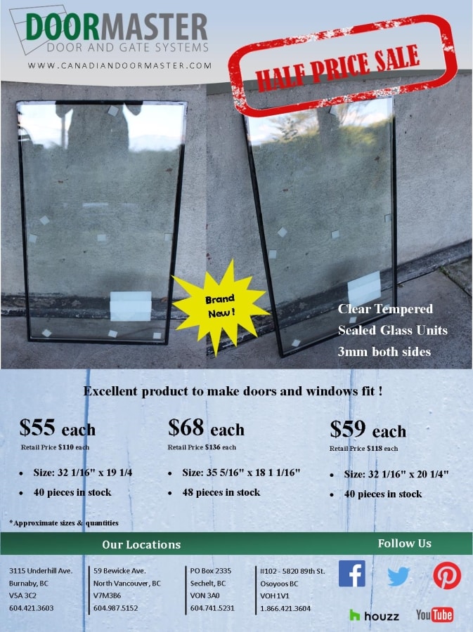 garage door glass sale