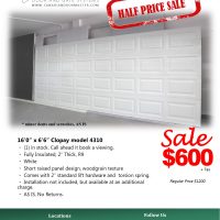 16' x 6'6" White Garage Door